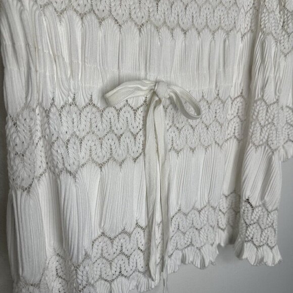Free People Lace open Knit White Top Tie front Size M Fire Island - Picture 5 of 12
